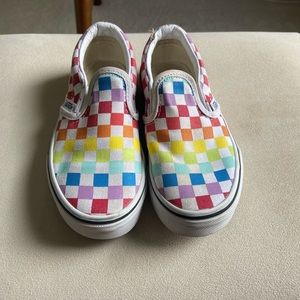 Kids rainbow slip on vans 🌈